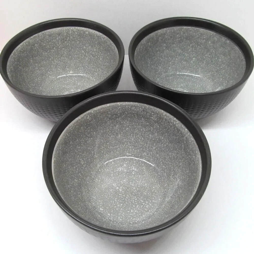 Mikasa Maddox Set Of 3 Textured Gray 5 7/8